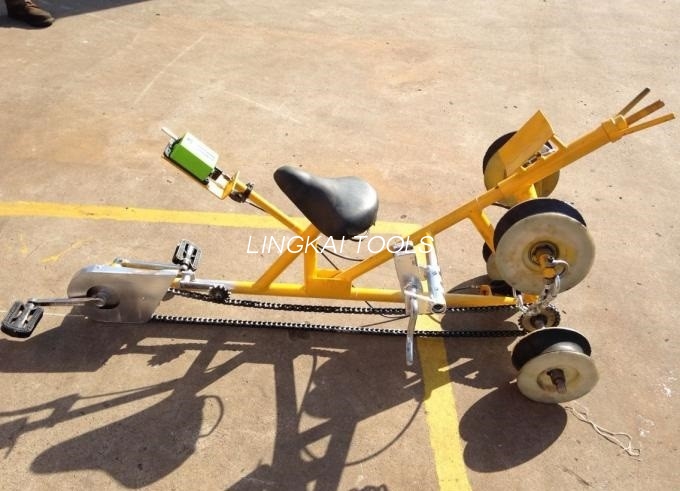 Linha aérea ferramenta de linha de transmissão de bicicletas para dois condutores de pacote