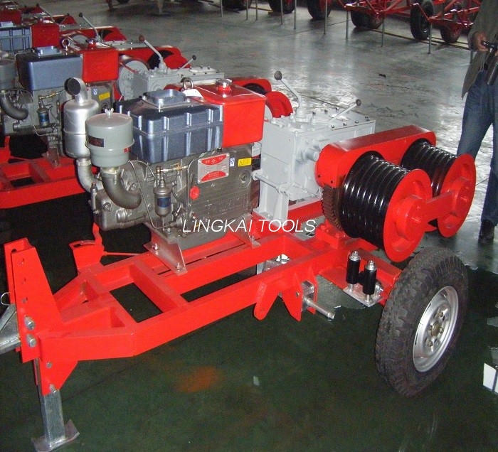 Máquina puxando do cabo dobro de 5 toneladas do guincho do eixo tracionador do motor de Honda para a construção do poder