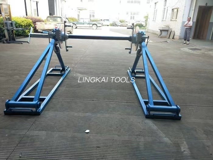 5 Ton 7 Ton Conductor Reel Stands com freio de disco de amarrar o equipamento
